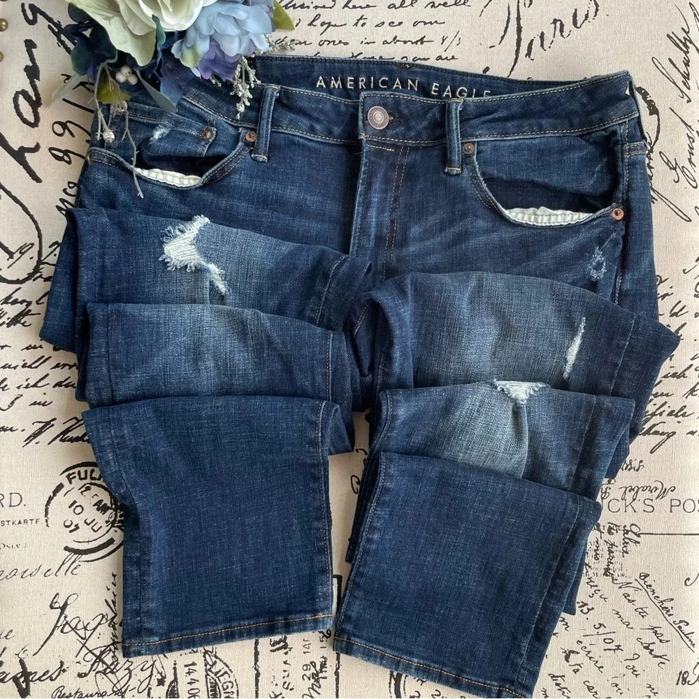 NWOT American Eagle Next Level Flex Men's Distressed Slim Straight Jeans 34x34 - Picture 2 of 7